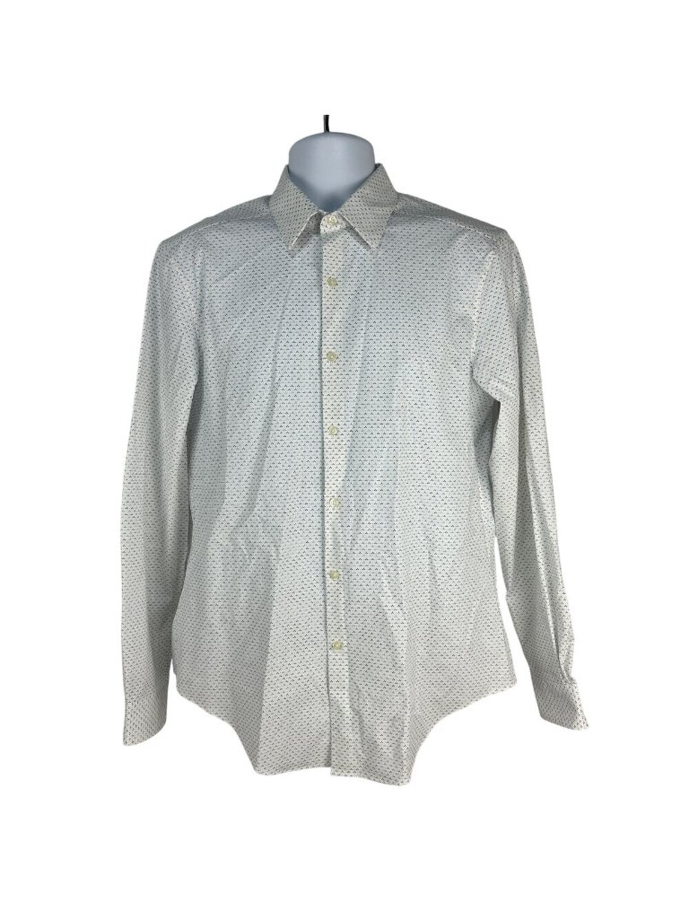 Van Heusen Flex Mens Slim Fit Button-Down Shirt Size M White Dot Print